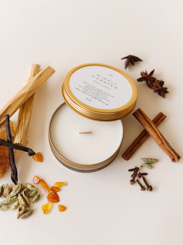 Amber + Cardamom Soy Travel Candle