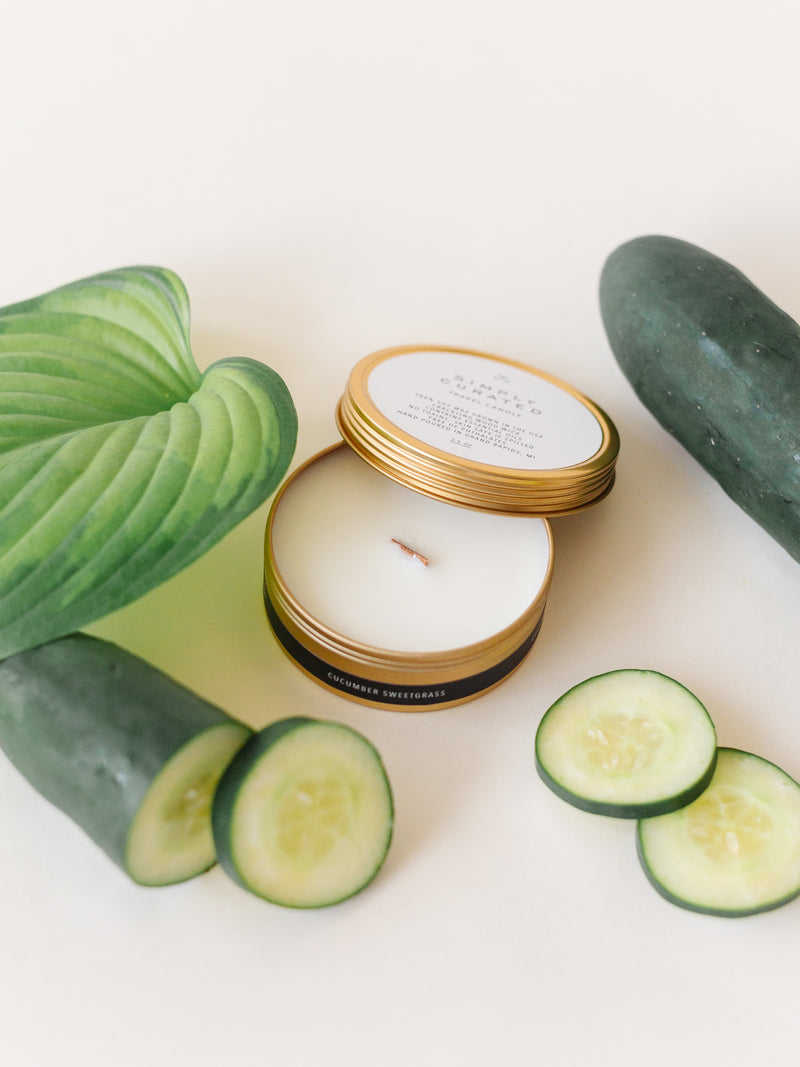 Cucumber Sweetgrass Soy Travel Candle