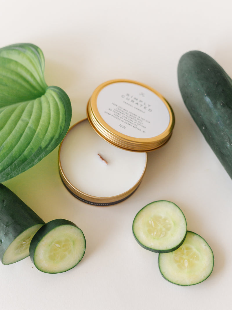 Cucumber Sweetgrass Soy Travel Candle