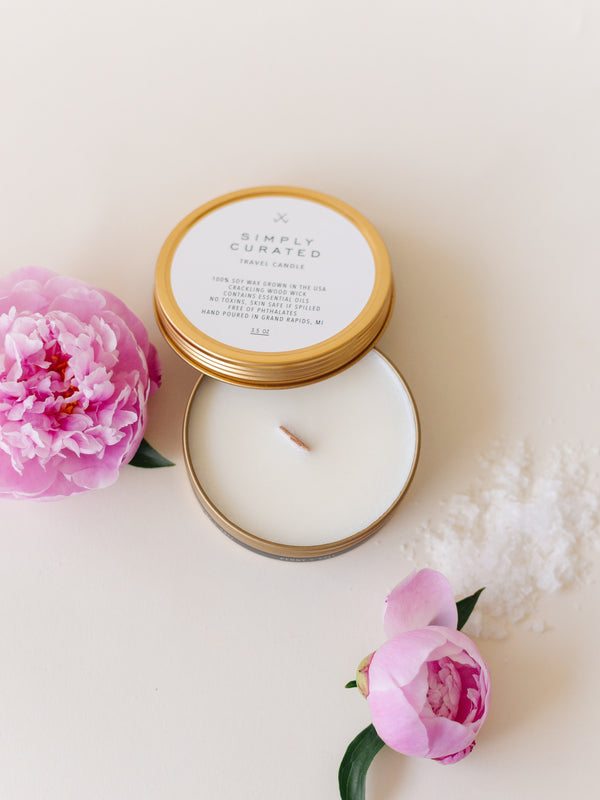 Peony + Salt Soy Travel Candle