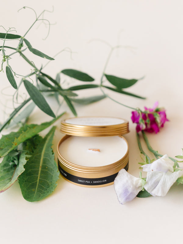 Sweet Pea + Dandelion Soy Travel Candle