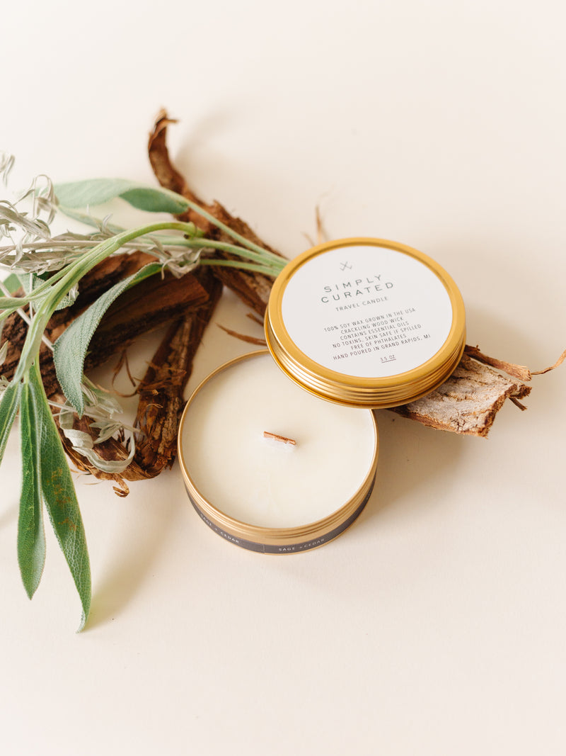 Sage + Cedar Soy Travel Candle