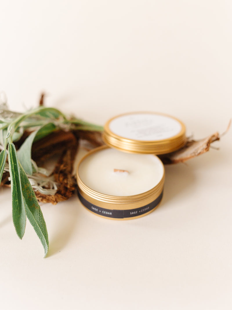 Sage + Cedar Soy Travel Candle