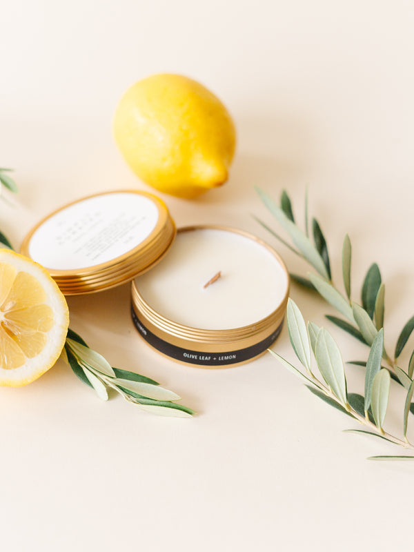 Olive Leaf + Lemon Soy Travel Candle